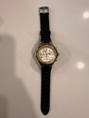 Michele Black and Gold women’s Chronograph Watch - Classic Silicone Strap